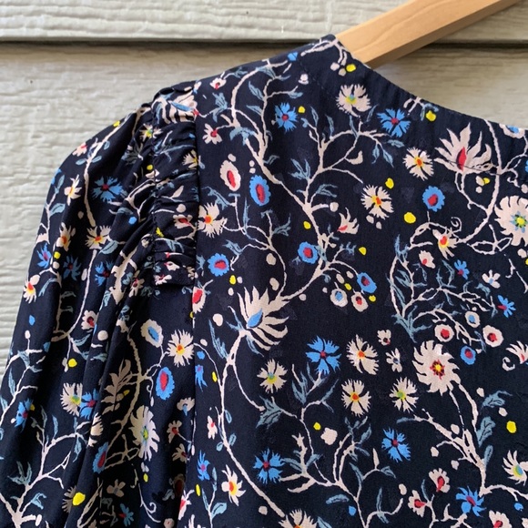 Rebecca Taylor Vivianna Floral Vine Silk Blouse Bows Tie Shoulder - Picture 10 of 10